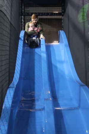 Molly and daddy at softplay