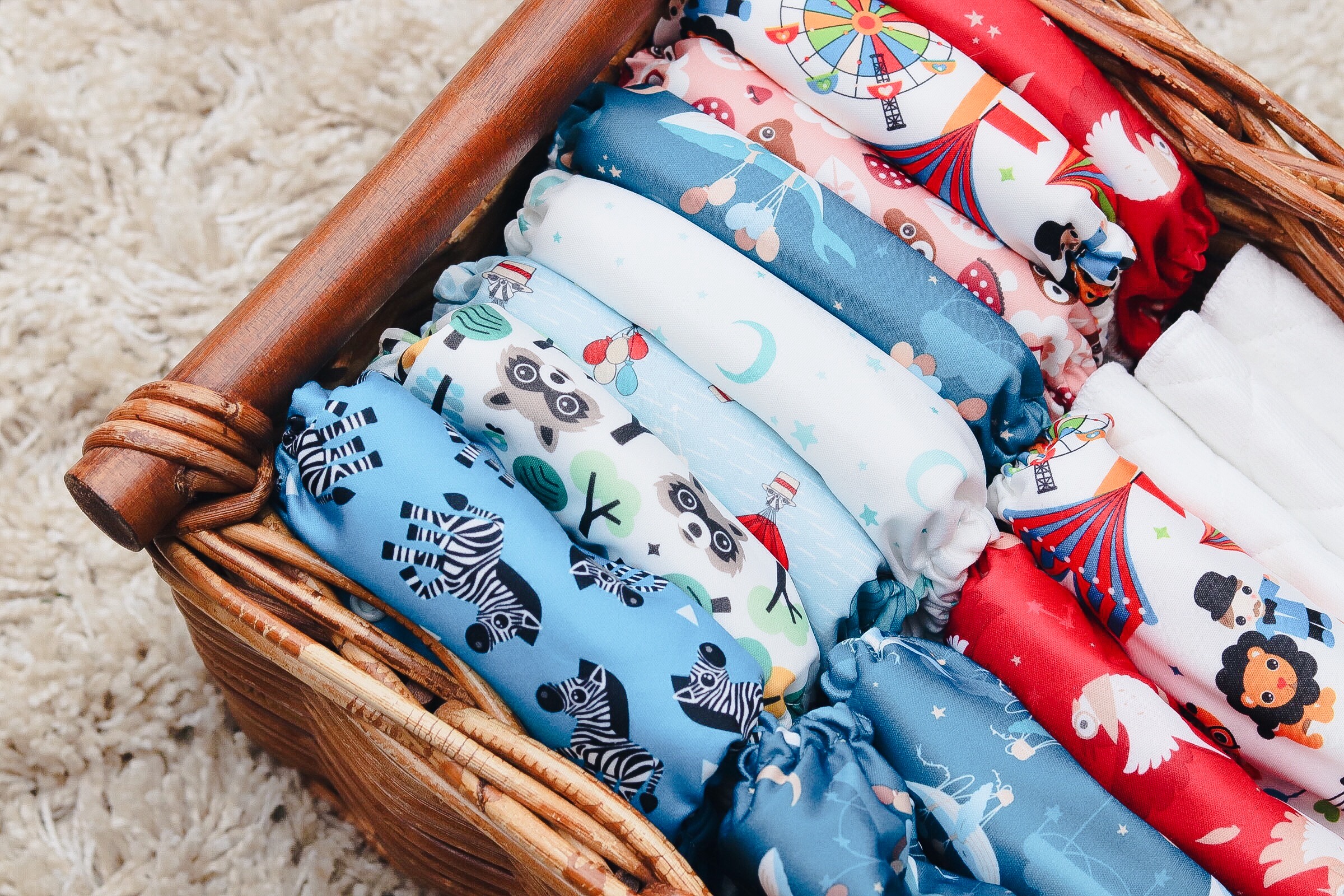 Cloth Nappies in basket