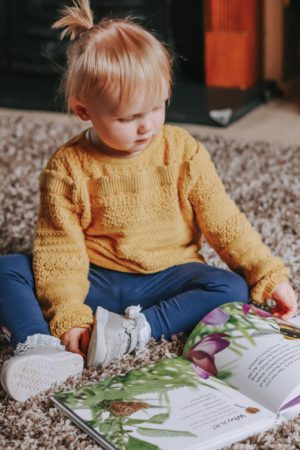 Molly reading a book